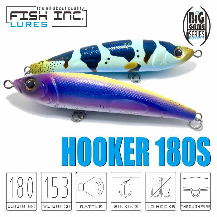 Hooker 180mm Sinking Stickbait 447 Blue Fusi Hooker 180mm Sinking Stickbait 447 Blue Fusi