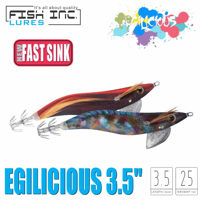 Egilicious 3.5 Fast Sink Squid Jig – Fish Inc Lures INTL