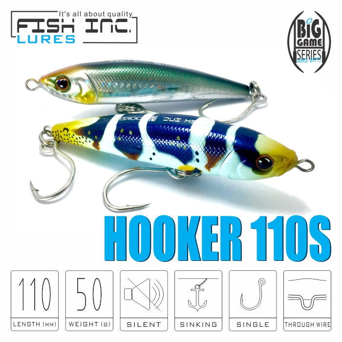 fish inc lures Hooker 180mm Sinking Stickbait 447 Blue Fusi A sinking stick bait ideal for a variety of game species looking for a meal in the depths Fish Inc. Lures